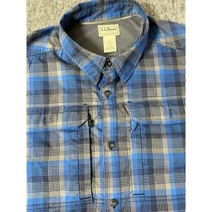 LL Bean Men's Vented Outdoor‎ Fishing Mesh Button Down Shirt Size XL